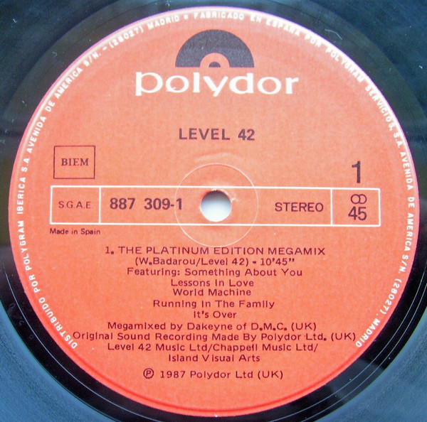 Level 42 - The Platinum Edition Megamix | Polydor (887 309-1) - 3