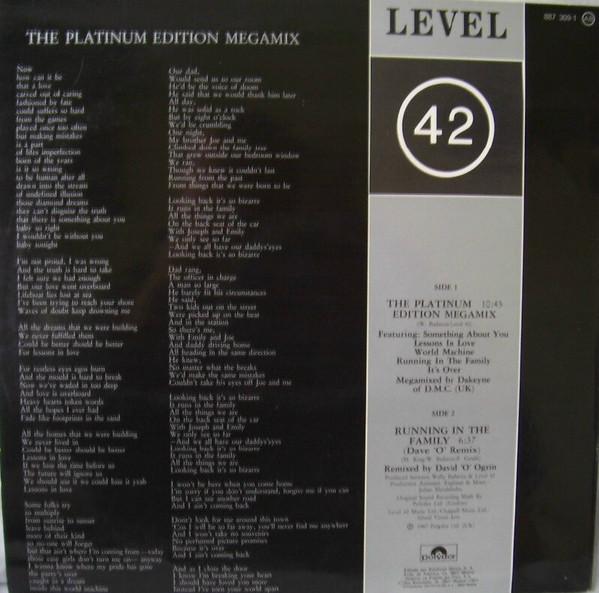 Level 42 - The Platinum Edition Megamix | Polydor (887 309-1) - 2