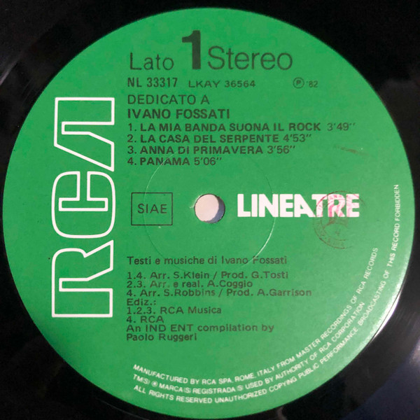 Ivano Fossati - Dedicato A | RCA (NL 33317) - 3