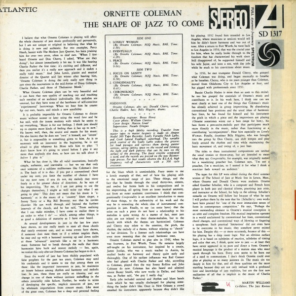 Ornette Coleman - The Shape Of Jazz To Come | Atlantic (1317)