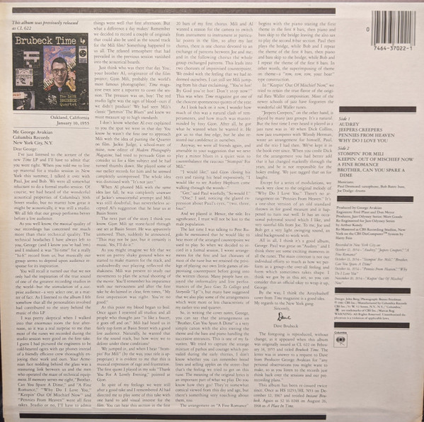 The Dave Brubeck Quartet - A Place In Time | Columbia (PC 37022) - 2