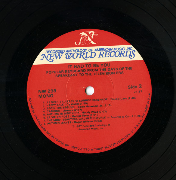 Various - It Had To Be You: Popular Keyboard From The Days Of The Speakeasy To The Television Era | New World Records (NW 298) - 4