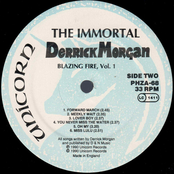 Derrick Morgan - Blazing Fire  Vol.1 - Classic Ska 1959 - 1965 | Unicorn Records (PHZA-68) - 4