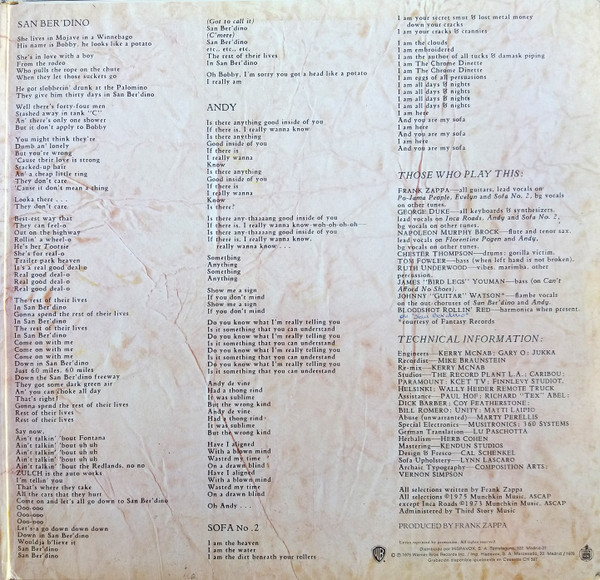Frank Zappa And The Mothers - One Size Fits All | Warner Bros. Records (HWBS 321-92) - 3