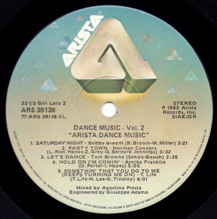 Various - Dance Music Vol. 2 - Arista Dance Music | Arista (ARS 39138) - 3