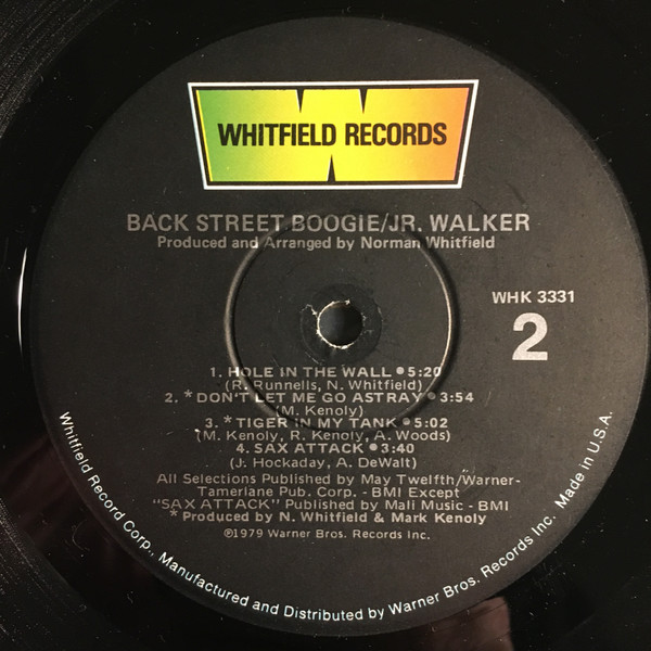 Junior Walker - Back Street Boogie | Whitfield Records (WHK 3331) - 3