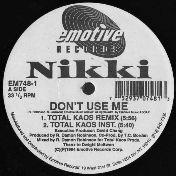 Nikki - Don't Use Me | Emotive Records (EM748-1)