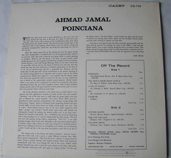 Ahmad Jamal - Poinciana | Cadet (CA 719) - 3