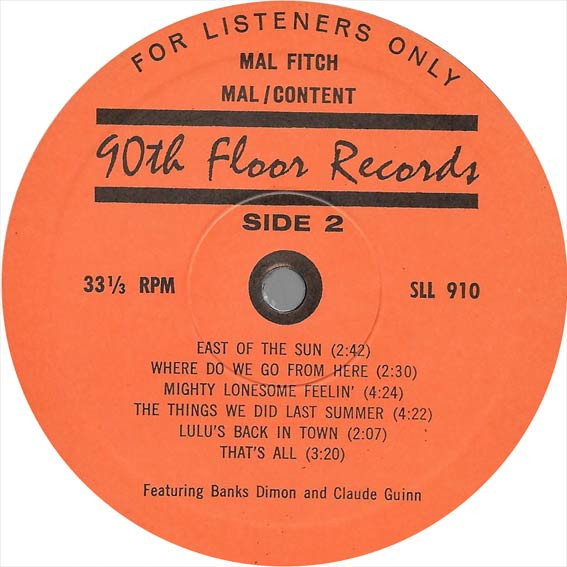 Mal Fitch - Mal/Content | 90th Floor Records (SLL 910) - 4