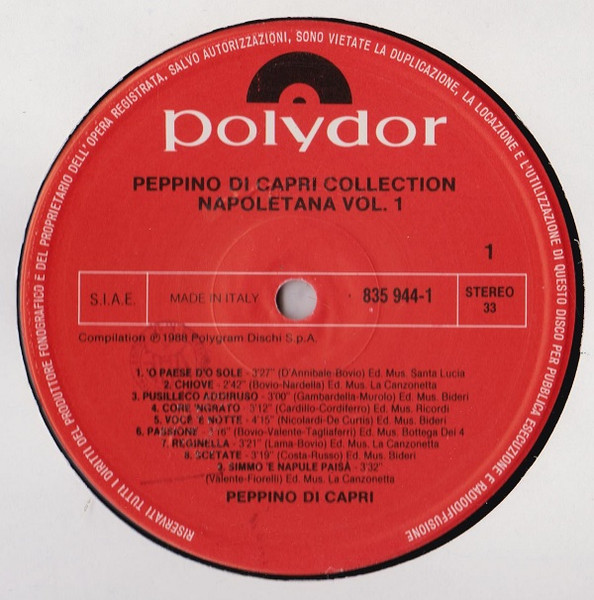 Peppino Di Capri - Peppino Di Capri Collection Napoletana Vol. 1 | Polydor (835 944-1) - 3