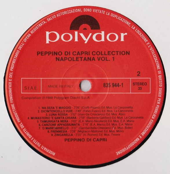 Peppino Di Capri - Peppino Di Capri Collection Napoletana Vol. 1 | Polydor (835 944-1) - 4