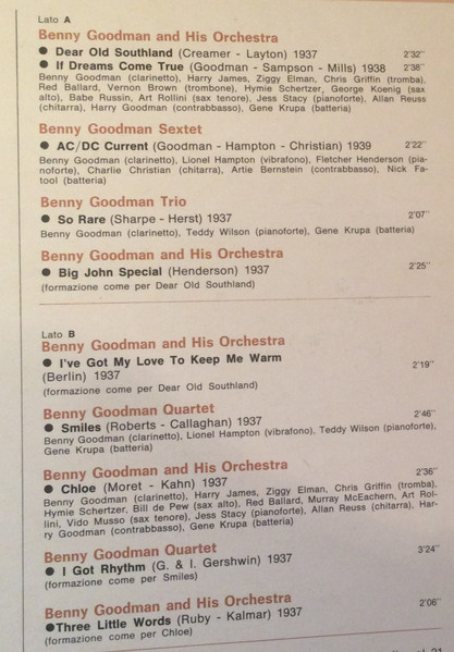 Benny Goodman / Lionel Hampton / Teddy Wilson / Gene Krupa / Charlie Christian - I Giganti Del Jazz Vol. 4 | Curcio (GJ-4) - 3