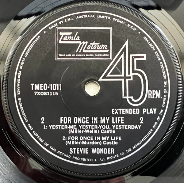 Stevie Wonder - For Once In My Life | Tamla Motown (TMEO 1011) - 4