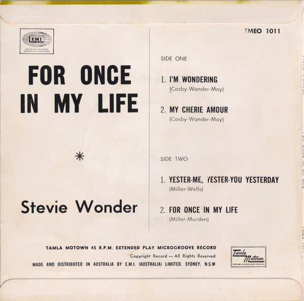 Stevie Wonder - For Once In My Life | Tamla Motown (TMEO 1011) - 2