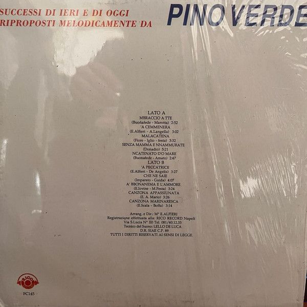 Pino Verde - Grandi Successi di Ieri E di Oggi Riproposti Melodicamente Da | Rico Record Sound (FC145) - 2