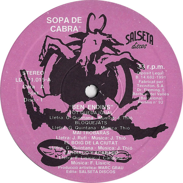 Sopa De Cabra - Ben Endins | Salseta Discos (LD - 11.015-A) - 3