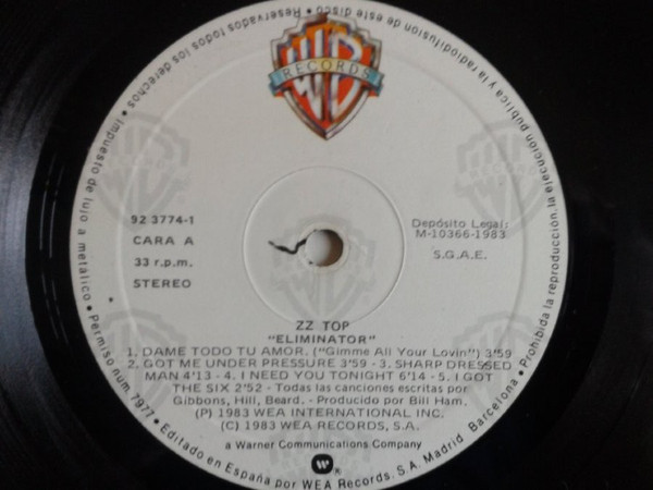 ZZ Top - Eliminator | Warner Bros. Records (92 3774-1) - 4