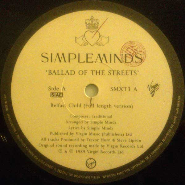 Simple Minds - Ballad Of The Streets | Virgin (SMXT 3) - 3
