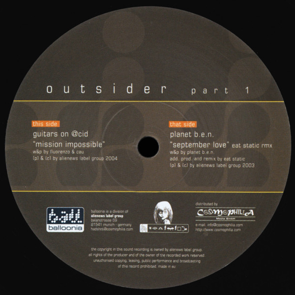 Planet B.E.N. / Guitars On @cid - Outsider Part 1 | Balloonia Ltd. (BALL036-1) Planet B.E.N. / Guitars On @cid - Outsider Part 1 | Balloonia Ltd. (BALL036-1)