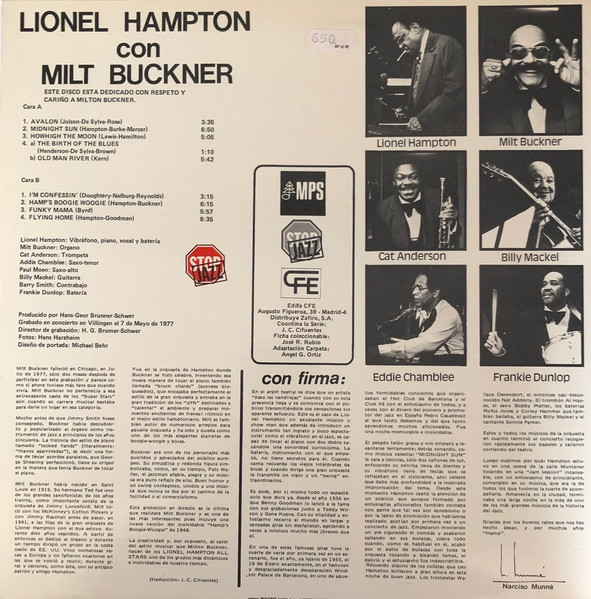 Lionel Hampton With Milt Buckner And Lionel Hampton All Stars - Alive & Jumping | MPS Records (JS-008) - 2