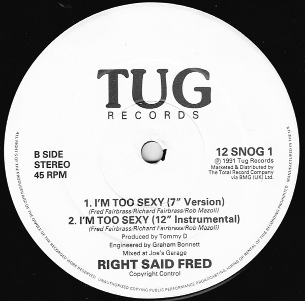 Right Said Fred - I'm Too Sexy | Tug Records (12 SNOG 1) - 4