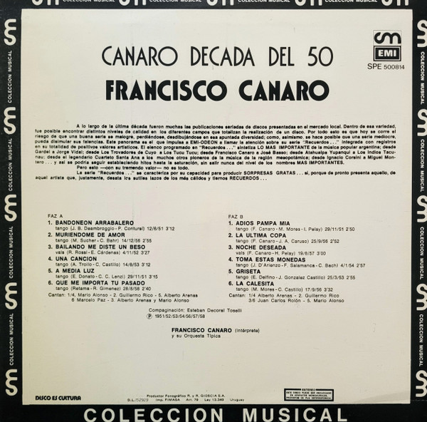Francisco Canaro - Canaro Decada Del 50 | EMI (SPE 500814) - 2 Francisco Canaro - Canaro Decada Del 50 | EMI (SPE 500814) - 2