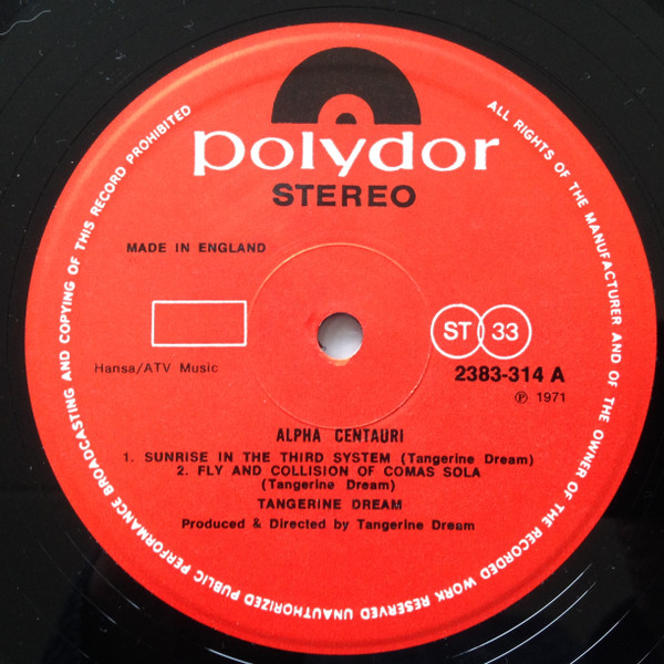 Tangerine Dream - Alpha Centauri | Polydor (2383 314) - 3