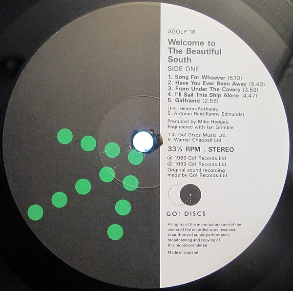 The Beautiful South - Welcome To The Beautiful South | Go! Discs (AGOLP 16) - 3