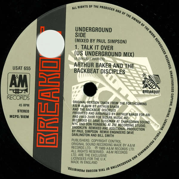 Arthur Baker And The Backbeat Disciples - Talk It Over | Breakout (USAT 655) - 3 Arthur Baker And The Backbeat Disciples - Talk It Over | Breakout (USAT 655) - 3