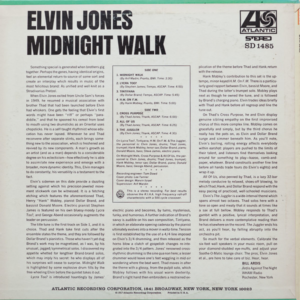 Elvin Jones - Midnight Walk | Atlantic (SD 1485) - 2