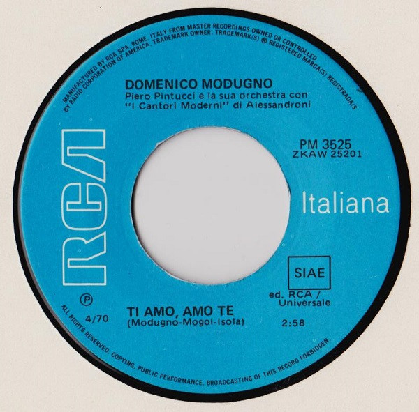 Domenico Modugno - La Lontananza / Ti Amo, Amo Te | RCA Italiana (PM 3525) - 4