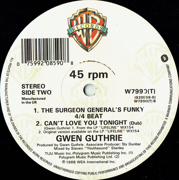 Gwen Guthrie - Can't Love You Tonight | Warner Bros. Records (W7990T) - 4
