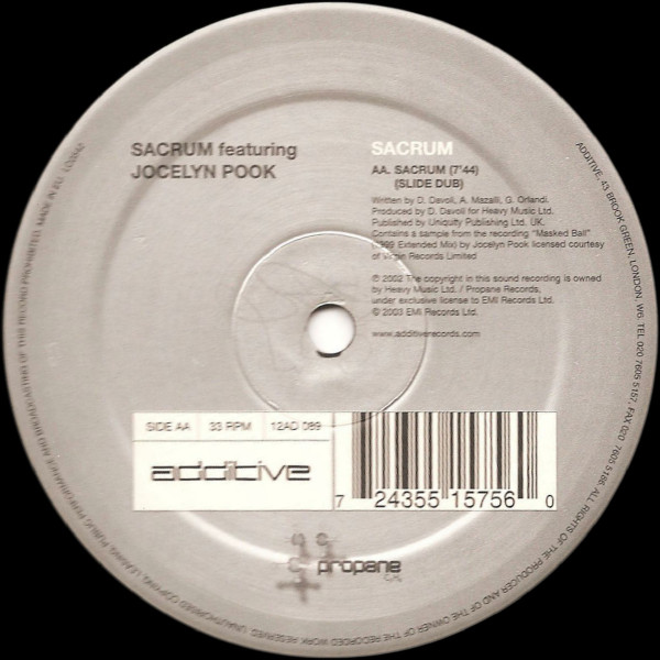 Sacrum Featuring Jocelyn Pook - Sacrum | Additive (12AD 089) - 2