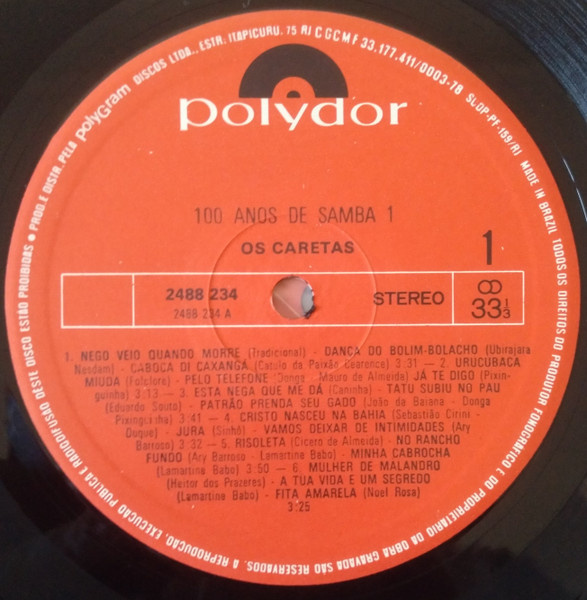 Os Caretas - Cem Anos De Samba | Polydor (2488 234/5/6) - 3 Os Caretas - Cem Anos De Samba | Polydor (2488 234/5/6) - 3