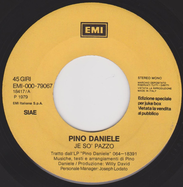 Wings / Pino Daniele - Goodnight Tonight / Je So' Pazzo | EMI (EMI-000-79067) - 2