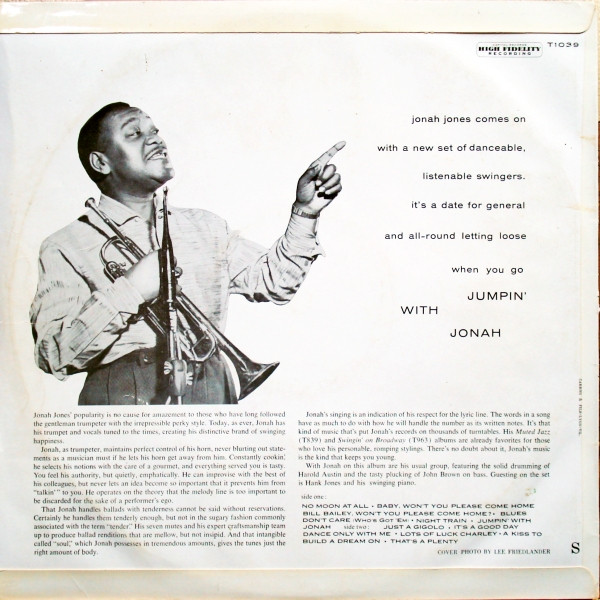 The Jonah Jones Quartet - Jumpin' With Jonah | Capitol Records (T-1039) - 2