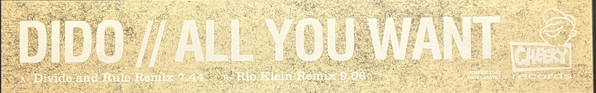 Dido - All You Want | Cheeky Records (CHEEKY012) - 2 Dido - All You Want | Cheeky Records (CHEEKY012) - 2