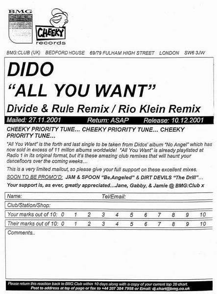 Dido - All You Want | Cheeky Records (CHEEKY012) - 3 Dido - All You Want | Cheeky Records (CHEEKY012) - 3