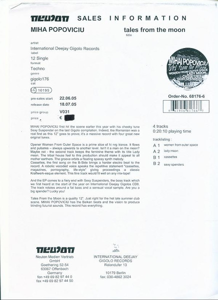 Mihai Popoviciu - Tales From The Moon | International Deejay Gigolo Records (gigolo176) - 3