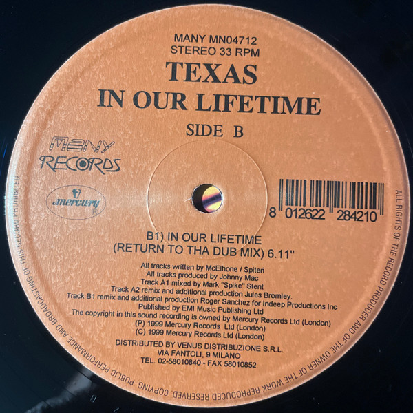 Texas - In Our Lifetime | Many Records (MN 04712) - 3