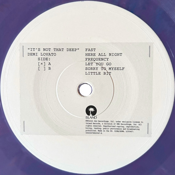 Demi Lovato - It's Not That Deep | Island Records (00602478865947) - 3