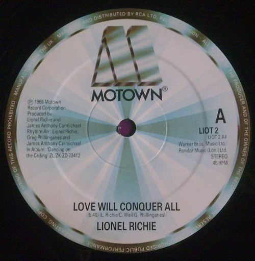 Lionel Richie - Love Will Conquer All | Motown (LIOT 2) - 3