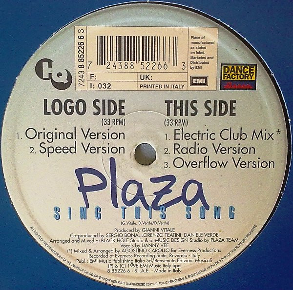 Plaza - Sing This Song | Dance Factory (8 85226 6)