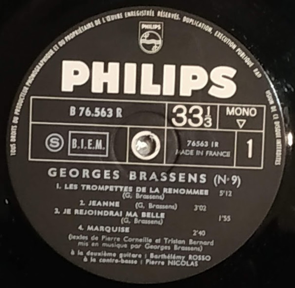 Georges Brassens - N° 9 | Philips (B 76.563 R) - 3