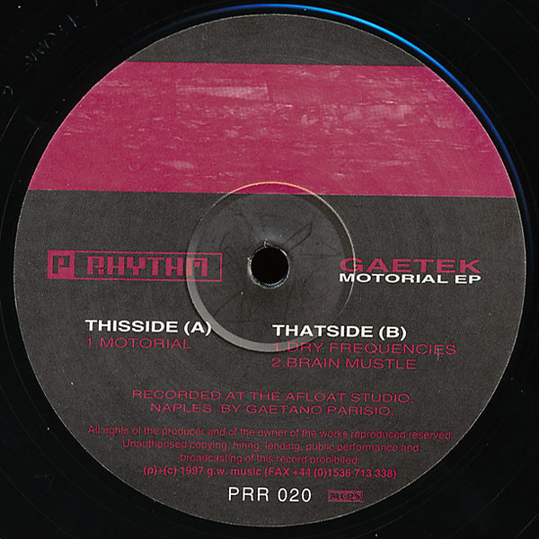 Gaetek - Motorial EP | Planet Rhythm Records (PRR 020)