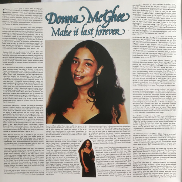 Donna McGhee - Make It Last Forever | Groove Line Records (GLRLP 0001)