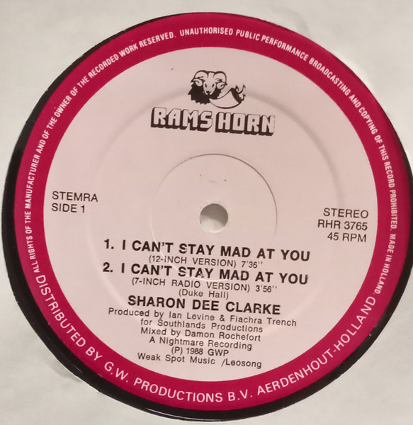 Sharon Dee Clarke - I Can't Stay Mad At You / Past, Present & Future | Rams Horn Records (RHR 3765)