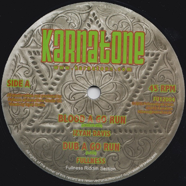 Izyah Davis / Bunnington Judah - Blood A Go Run / Bad Mind | Karnatone (FU12004)