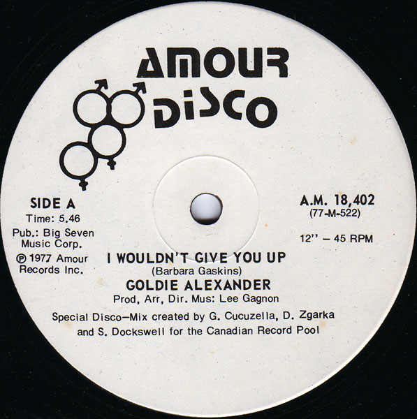 Goldie Alexander - I Wouldn't Give You Up | Amour Records (A.M. 18,402)
