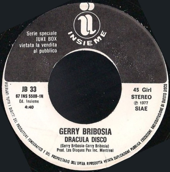 Gerry Bribosia / Jairo - Dracula Disco / Sogno | Insieme (JB 33)